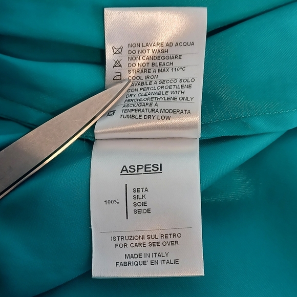 ASPESI 100% Silk Teal Halter Mini Dress - Picture 11 of 13